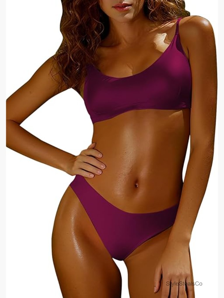 Adjustable Spaghetti Strap High Cut Cheeky Bikini Set Push Up Removable Pads